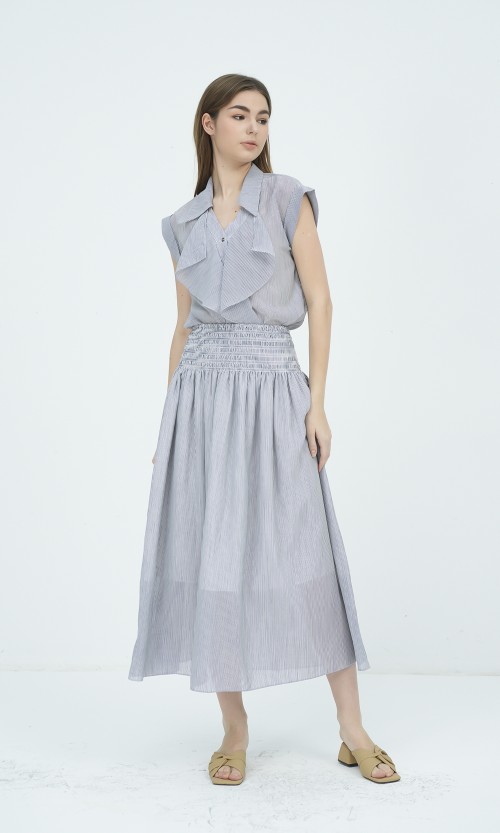 SIXDO G-Blue Stripe Raw Blouse